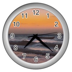 Seascape Sunset At Jericoacoara, Ceara, Brazil Wall Clock (silver) by dflcprintsclothing