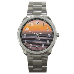 Seascape Sunset At Jericoacoara, Ceara, Brazil Sport Metal Watch by dflcprintsclothing