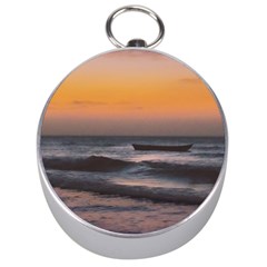 Seascape Sunset At Jericoacoara, Ceara, Brazil Silver Compasses by dflcprintsclothing