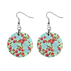 Pretty Peonies & Roses In Summer Garden Mini Button Earrings by fabqa