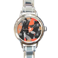 Pattern Formes Corail/noir Round Italian Charm Watch by kcreatif