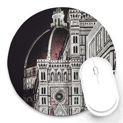 Santa Maria Del Fiore  Cathedral At Night, Florence Italy Round Mousepads by dflcprints