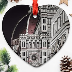 Santa Maria Del Fiore  Cathedral At Night, Florence Italy Ornament (heart) by dflcprints