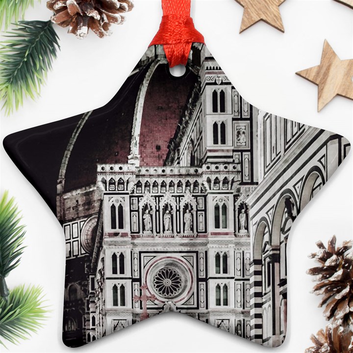 Santa Maria Del Fiore  Cathedral At Night, Florence Italy Ornament (Star)