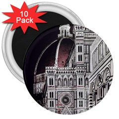 Santa Maria Del Fiore  Cathedral At Night, Florence Italy 3  Magnets (10 Pack)  by dflcprints