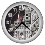 Santa Maria Del Fiore  Cathedral At Night, Florence Italy Wall Clock (Silver) Front