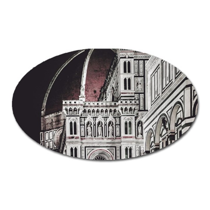 Santa Maria Del Fiore  Cathedral At Night, Florence Italy Oval Magnet