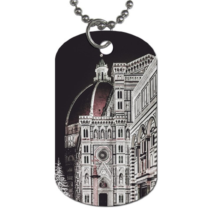 Santa Maria Del Fiore  Cathedral At Night, Florence Italy Dog Tag (Two Sides)