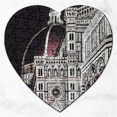 Santa Maria Del Fiore  Cathedral At Night, Florence Italy Jigsaw Puzzle (heart) by dflcprints