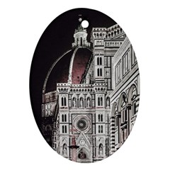 Santa Maria Del Fiore  Cathedral At Night, Florence Italy Oval Ornament (two Sides) by dflcprints