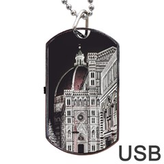 Santa Maria Del Fiore  Cathedral At Night, Florence Italy Dog Tag Usb Flash (one Side) by dflcprints