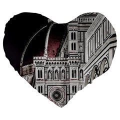 Santa Maria Del Fiore  Cathedral At Night, Florence Italy Large 19  Premium Heart Shape Cushions by dflcprints