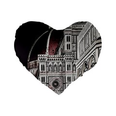 Santa Maria Del Fiore  Cathedral At Night, Florence Italy Standard 16  Premium Flano Heart Shape Cushions by dflcprints