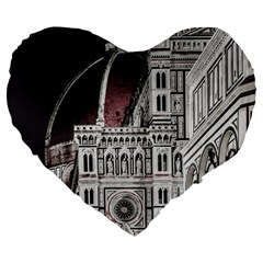 Santa Maria Del Fiore  Cathedral At Night, Florence Italy Large 19  Premium Flano Heart Shape Cushions by dflcprints