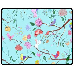 Birds And Flowers Double Sided Fleece Blanket (medium)  by fabqa