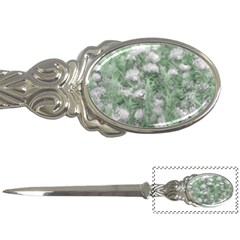 Green And White Textured Botanical Motif Manipulated Photo Letter Opener