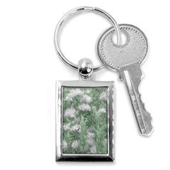 Green And White Textured Botanical Motif Manipulated Photo Key Chain (rectangle) by dflcprintsclothing