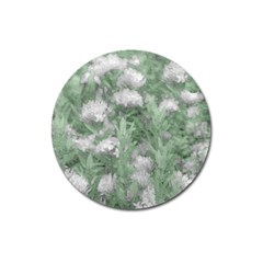 Green And White Textured Botanical Motif Manipulated Photo Magnet 3  (round) by dflcprintsclothing