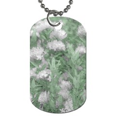 Green And White Textured Botanical Motif Manipulated Photo Dog Tag (two Sides) by dflcprintsclothing