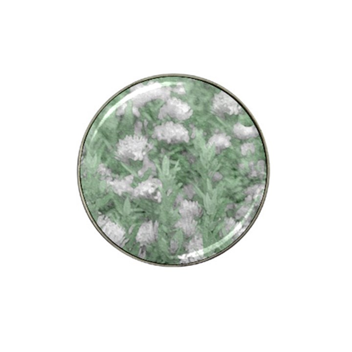 Green And White Textured Botanical Motif Manipulated Photo Hat Clip Ball Marker