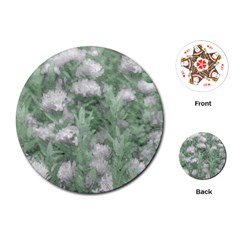 Green And White Textured Botanical Motif Manipulated Photo Playing Cards Single Design (round)