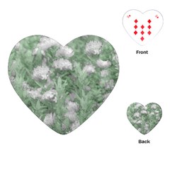 Green And White Textured Botanical Motif Manipulated Photo Playing Cards Single Design (heart)