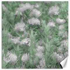 Green And White Textured Botanical Motif Manipulated Photo Canvas 16  X 16  by dflcprintsclothing