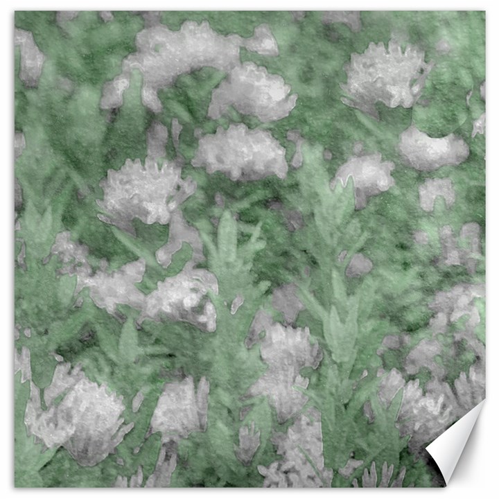 Green And White Textured Botanical Motif Manipulated Photo Canvas 20  x 20 