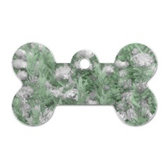 Green And White Textured Botanical Motif Manipulated Photo Dog Tag Bone (two Sides) by dflcprintsclothing