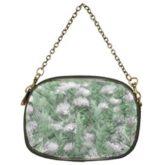 Green And White Textured Botanical Motif Manipulated Photo Chain Purse (one Side) by dflcprintsclothing