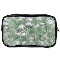 Green And White Textured Botanical Motif Manipulated Photo Toiletries Bag (two Sides) by dflcprintsclothing