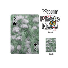 Green And White Textured Botanical Motif Manipulated Photo Playing Cards 54 Designs (mini)