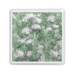 Green And White Textured Botanical Motif Manipulated Photo Memory Card Reader (square)