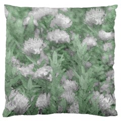 Green And White Textured Botanical Motif Manipulated Photo Large Cushion Case (two Sides) by dflcprintsclothing