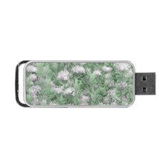 Green And White Textured Botanical Motif Manipulated Photo Portable Usb Flash (one Side) by dflcprintsclothing