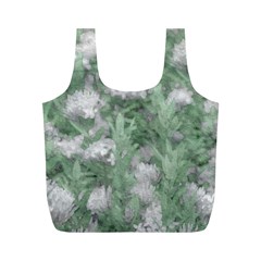 Green And White Textured Botanical Motif Manipulated Photo Full Print Recycle Bag (m) by dflcprintsclothing