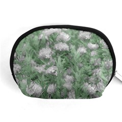 Green And White Textured Botanical Motif Manipulated Photo Accessory Pouch (medium)