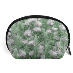 Green And White Textured Botanical Motif Manipulated Photo Accessory Pouch (large)