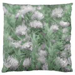 Green And White Textured Botanical Motif Manipulated Photo Large Flano Cushion Case (one Side) by dflcprintsclothing