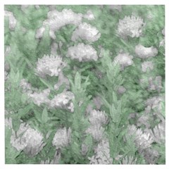 Green And White Textured Botanical Motif Manipulated Photo Wooden Puzzle Square