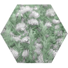 Green And White Textured Botanical Motif Manipulated Photo Wooden Puzzle Hexagon by dflcprintsclothing