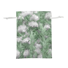 Green And White Textured Botanical Motif Manipulated Photo Lightweight Drawstring Pouch (m)