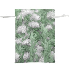 Green And White Textured Botanical Motif Manipulated Photo  Lightweight Drawstring Pouch (xl)