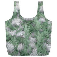 Green And White Textured Botanical Motif Manipulated Photo Full Print Recycle Bag (xxl)