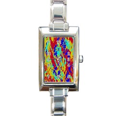 Multicolored Vibran Abstract Textre Print Rectangle Italian Charm Watch