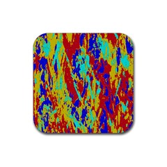 Multicolored Vibran Abstract Textre Print Rubber Coaster (Square) 