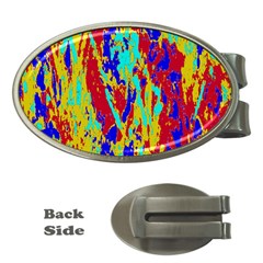 Multicolored Vibran Abstract Textre Print Money Clips (Oval) 