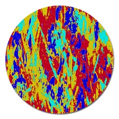 Multicolored Vibran Abstract Textre Print Magnet 5  (Round)