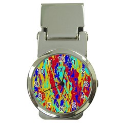 Multicolored Vibran Abstract Textre Print Money Clip Watches