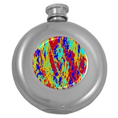 Multicolored Vibran Abstract Textre Print Round Hip Flask (5 oz)